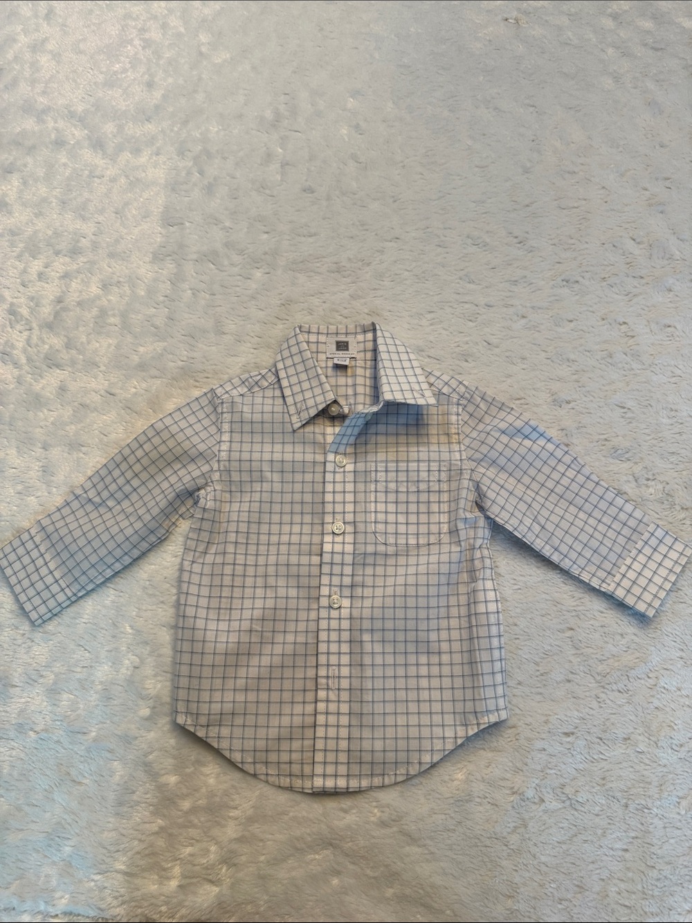 Janie and Jack White Button-Down with Blue Grid